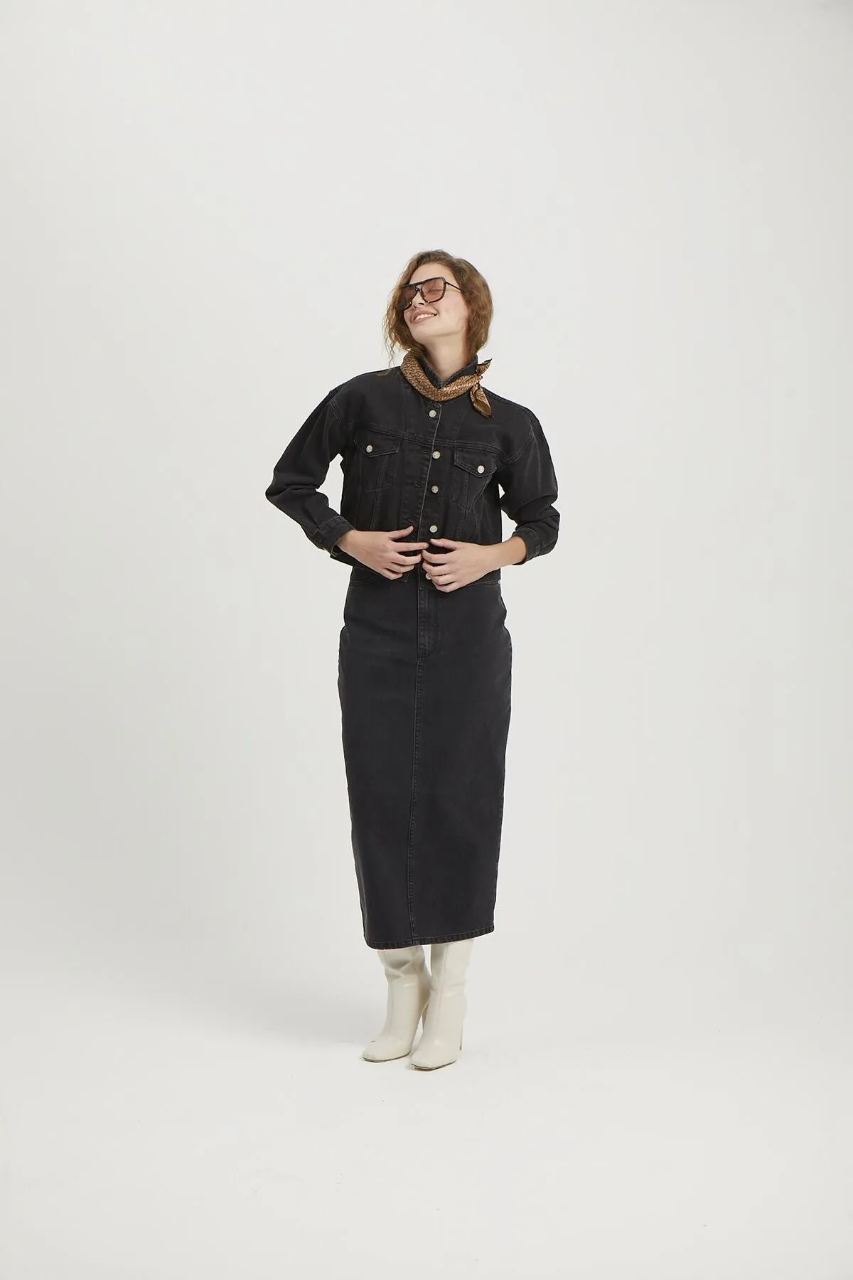 Daisy Black Denim Skirt
