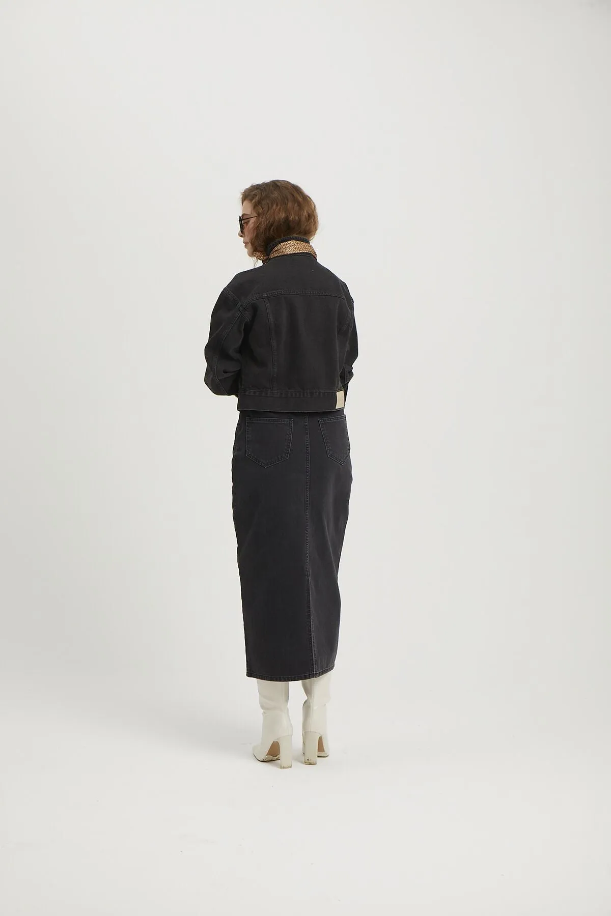 Daisy Black Denim Skirt