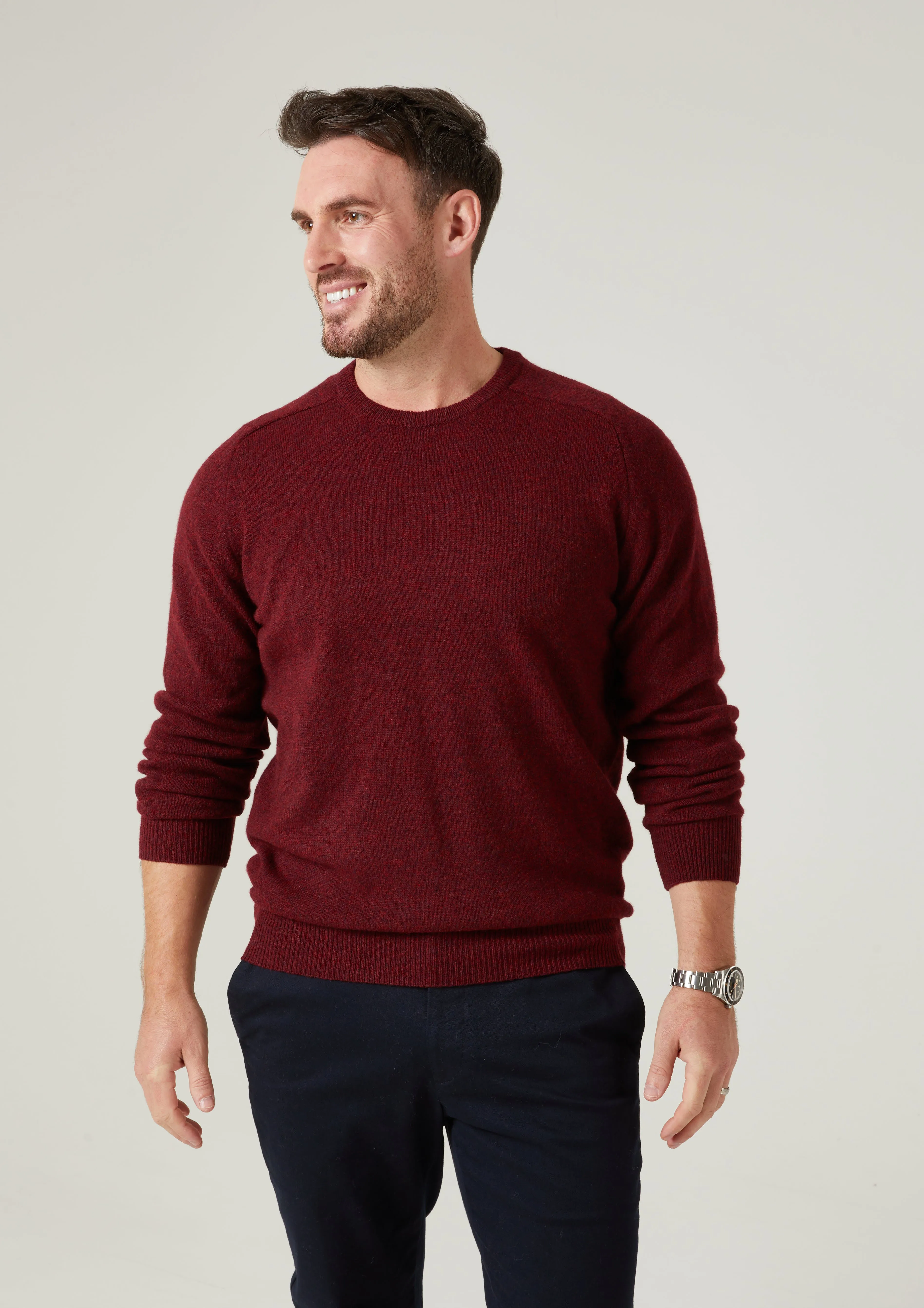 Dorset Men's Lambswool Jumper in Red Velvet - Classic Fit