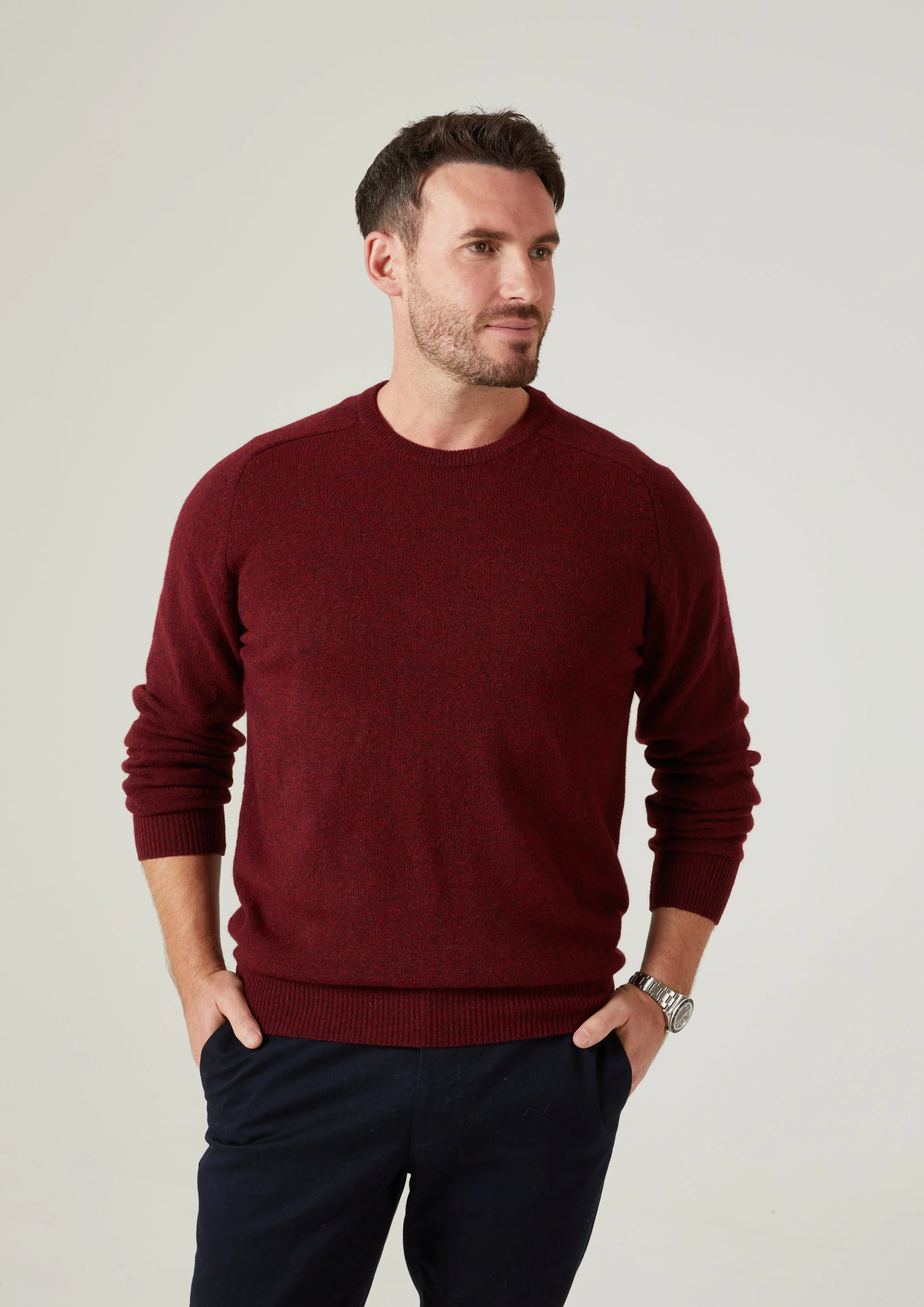 Dorset Men's Lambswool Jumper in Red Velvet - Classic Fit