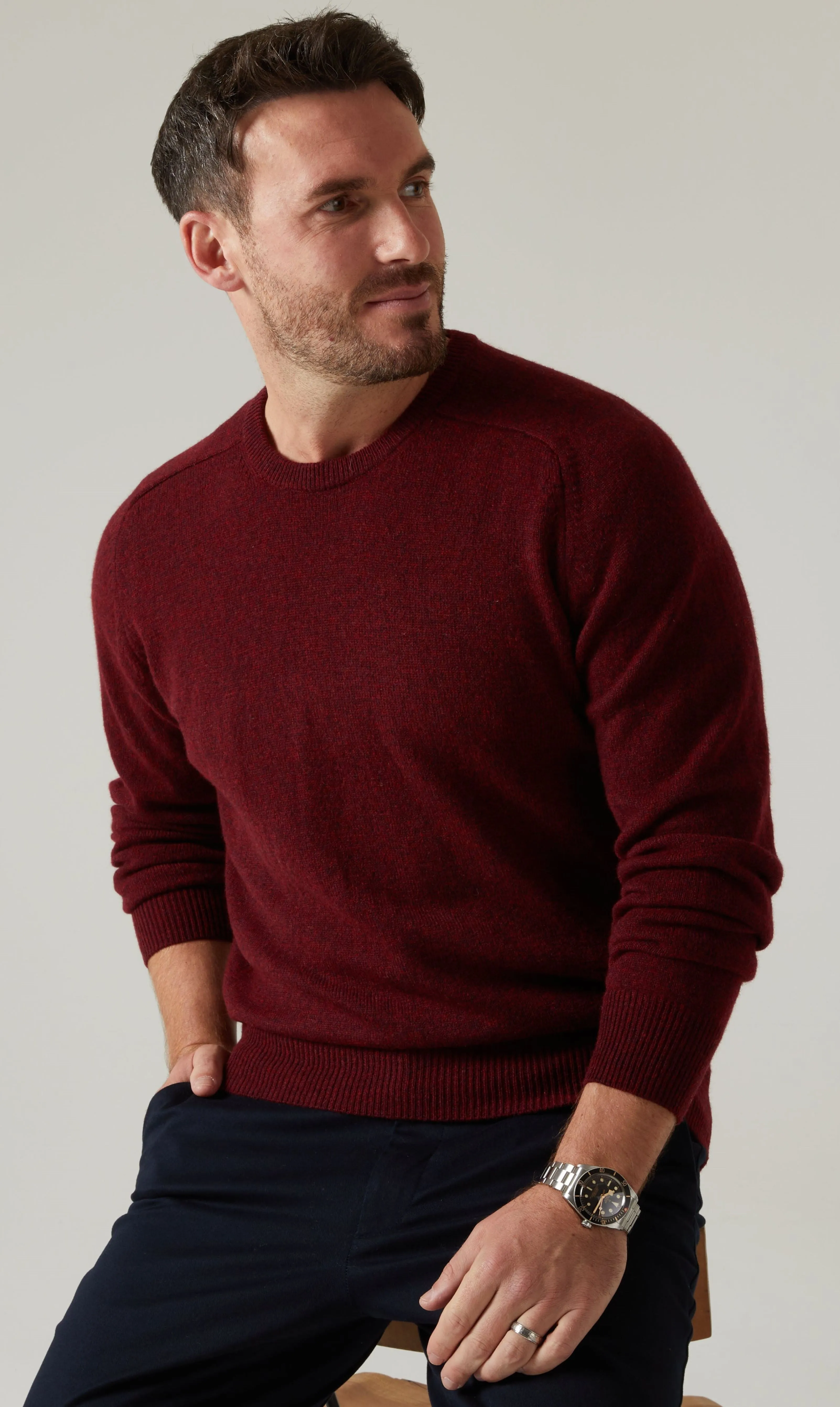 Dorset Men's Lambswool Jumper in Red Velvet - Classic Fit