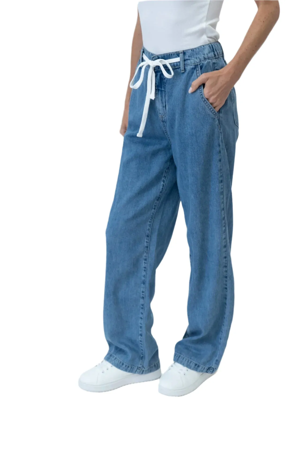Drawstring Denim Jeans