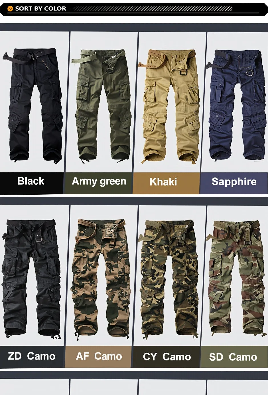 [Durable Cotton Cargo Pants] AKARMY Cargo Pants Camo Pants for Men - Durable Cotton Fabric, Multi-Pockets, Perfect for Hiking, Camping, and Work (No Belt)