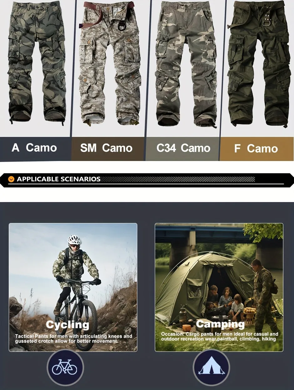 [Durable Cotton Cargo Pants] AKARMY Cargo Pants Camo Pants for Men - Durable Cotton Fabric, Multi-Pockets, Perfect for Hiking, Camping, and Work (No Belt)