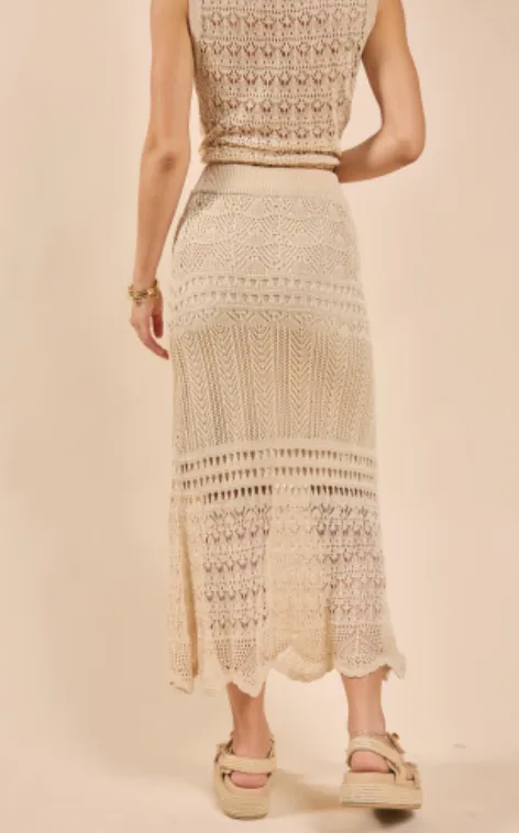 DYA CROCHET KNIT MIDI SKIRT