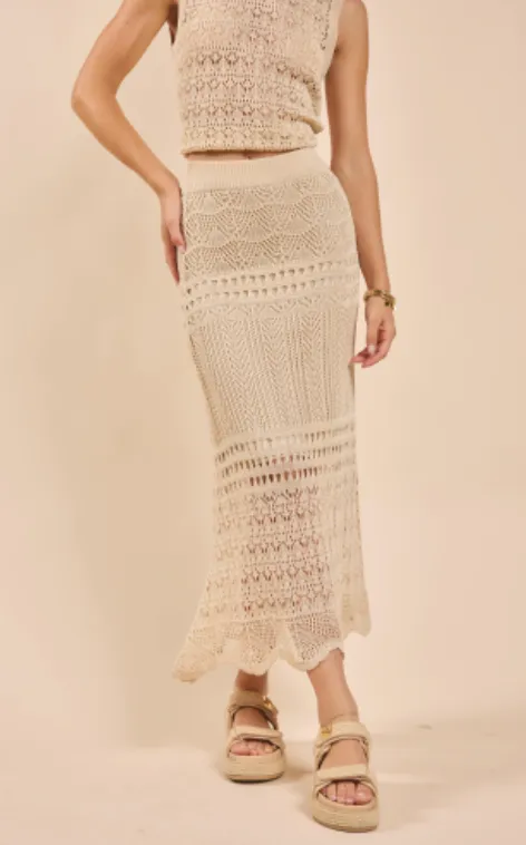 DYA CROCHET KNIT MIDI SKIRT