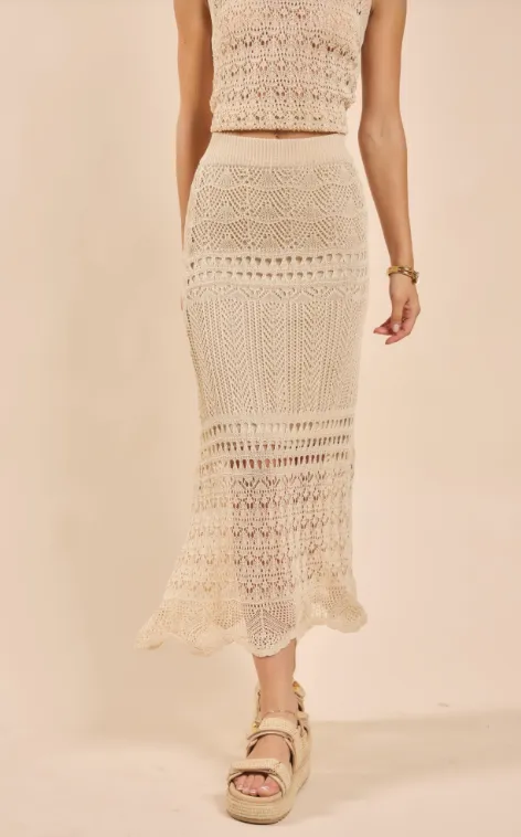 DYA CROCHET KNIT MIDI SKIRT