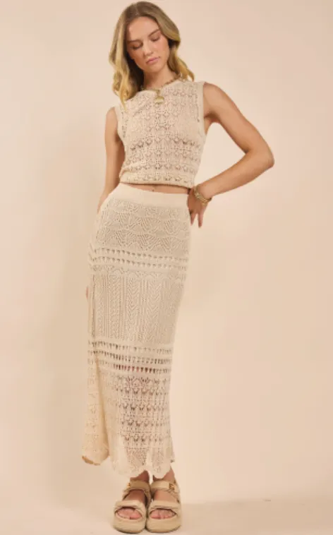 DYA CROCHET KNIT MIDI SKIRT