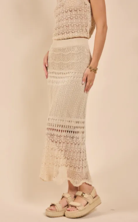 DYA CROCHET KNIT MIDI SKIRT