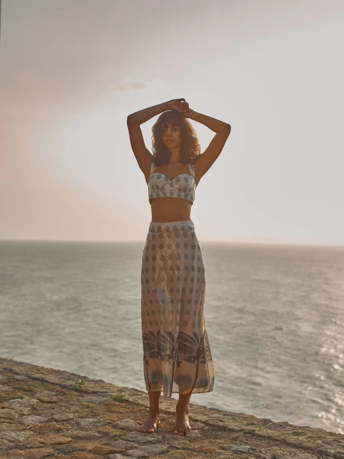 El Carmen Sequins Midi Skirt | Ivory