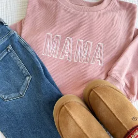 Embroidered MAMA Corduroy Crew