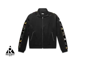 Embroidered Velvet Trimmed Track Jacket "Black"