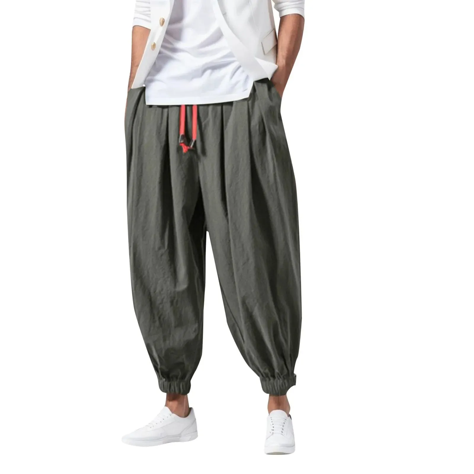 Fashion Harem Pants Men Hiphop Baggy Wide Leg Pants Streetwear Oversized Casual Sweatpants Harajuku Japanese Trousers Male 2025