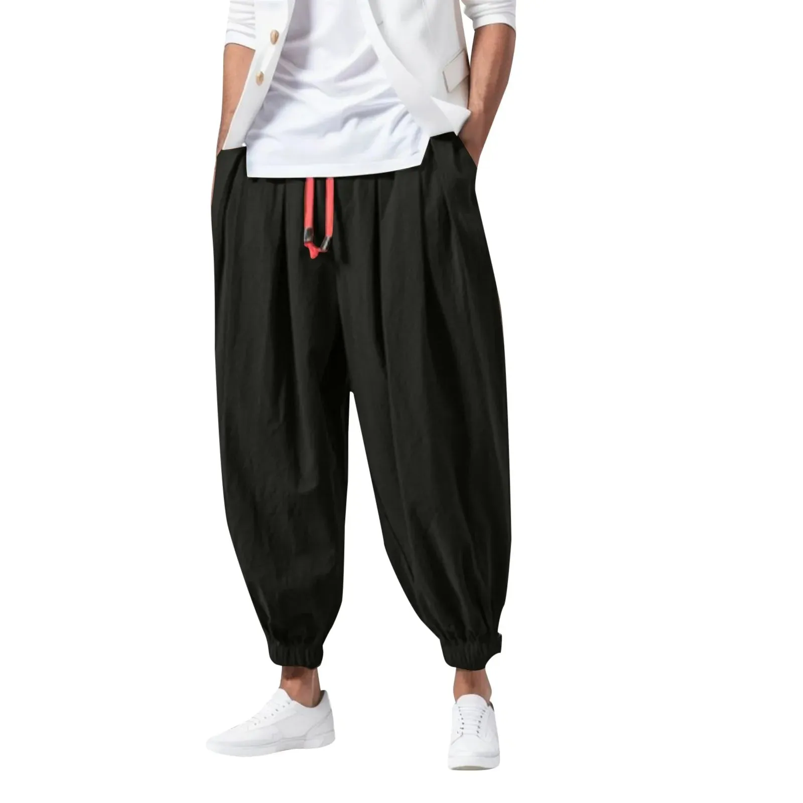 Fashion Harem Pants Men Hiphop Baggy Wide Leg Pants Streetwear Oversized Casual Sweatpants Harajuku Japanese Trousers Male 2025