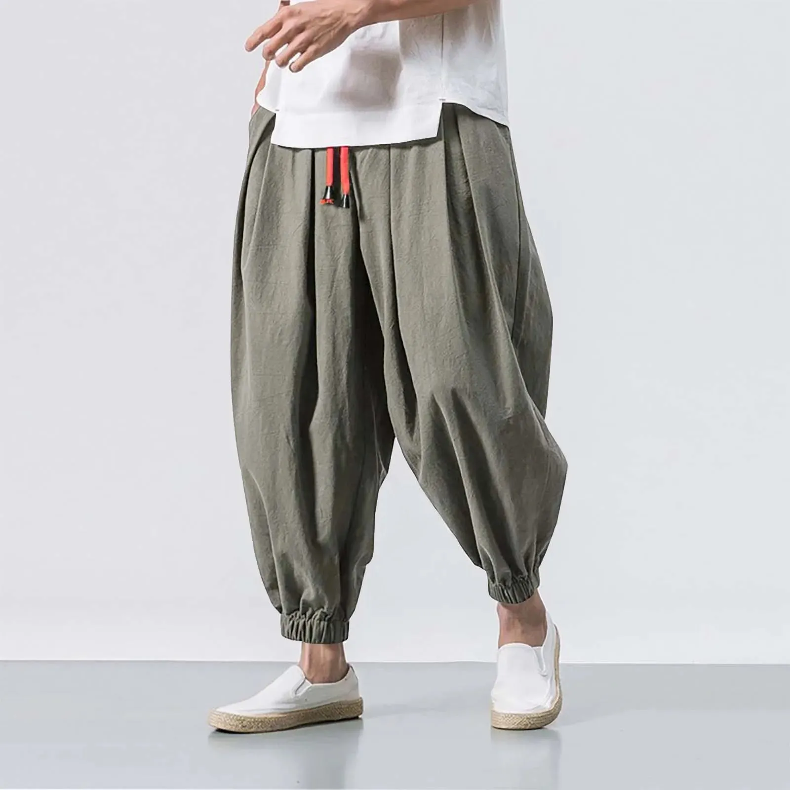Fashion Harem Pants Men Hiphop Baggy Wide Leg Pants Streetwear Oversized Casual Sweatpants Harajuku Japanese Trousers Male 2025