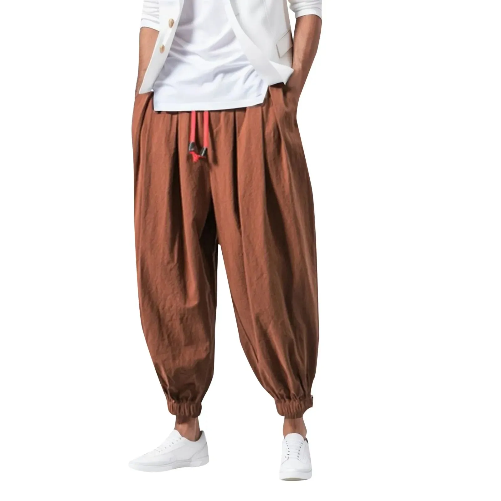 Fashion Harem Pants Men Hiphop Baggy Wide Leg Pants Streetwear Oversized Casual Sweatpants Harajuku Japanese Trousers Male 2025