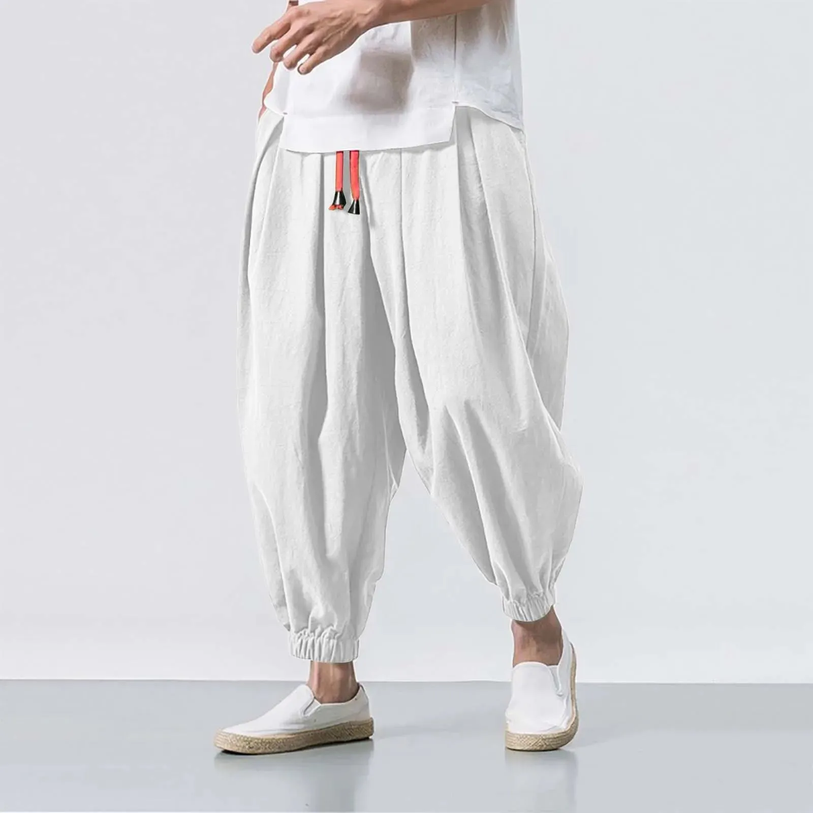Fashion Harem Pants Men Hiphop Baggy Wide Leg Pants Streetwear Oversized Casual Sweatpants Harajuku Japanese Trousers Male 2025