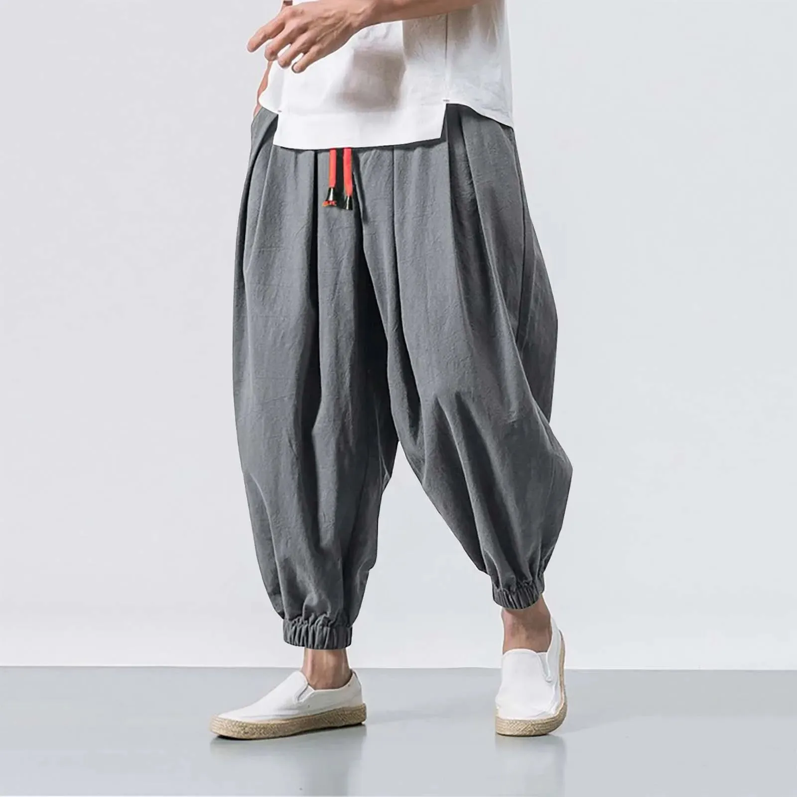 Fashion Harem Pants Men Hiphop Baggy Wide Leg Pants Streetwear Oversized Casual Sweatpants Harajuku Japanese Trousers Male 2025