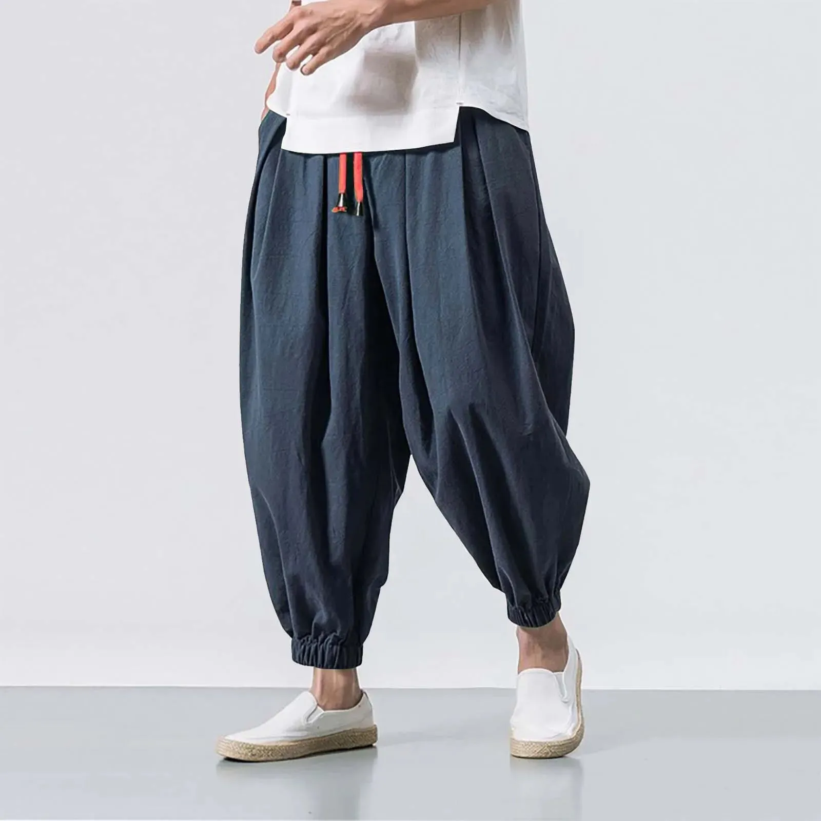 Fashion Harem Pants Men Hiphop Baggy Wide Leg Pants Streetwear Oversized Casual Sweatpants Harajuku Japanese Trousers Male 2025