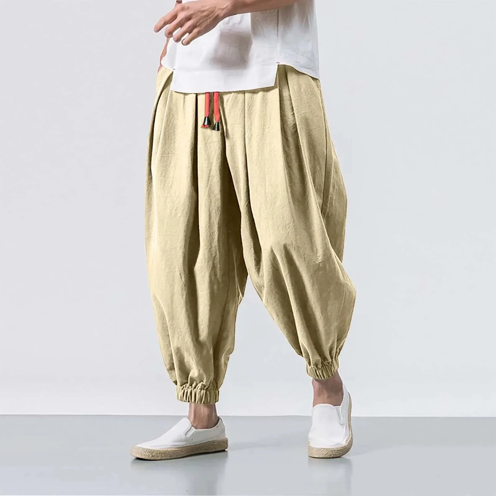 Fashion Harem Pants Men Hiphop Baggy Wide Leg Pants Streetwear Oversized Casual Sweatpants Harajuku Japanese Trousers Male 2025