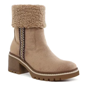 Faux Fur & Embroidery Detail Boots