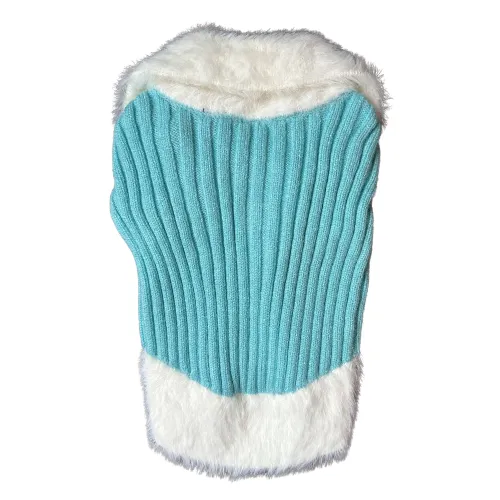Faux Fur Collar Vest - Teal
