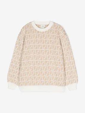 Fendi Kids FF Logo Jumper In Beige