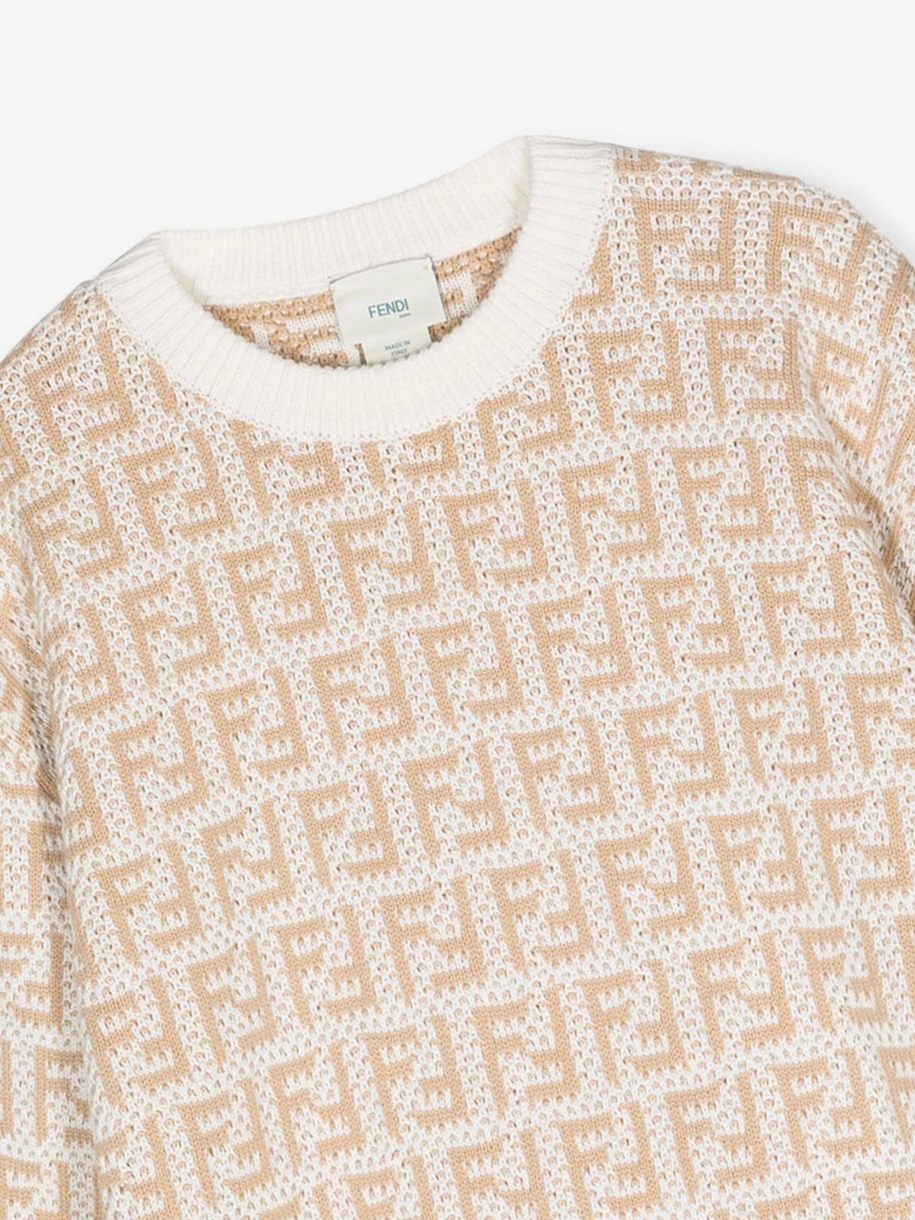 Fendi Kids FF Logo Jumper In Beige