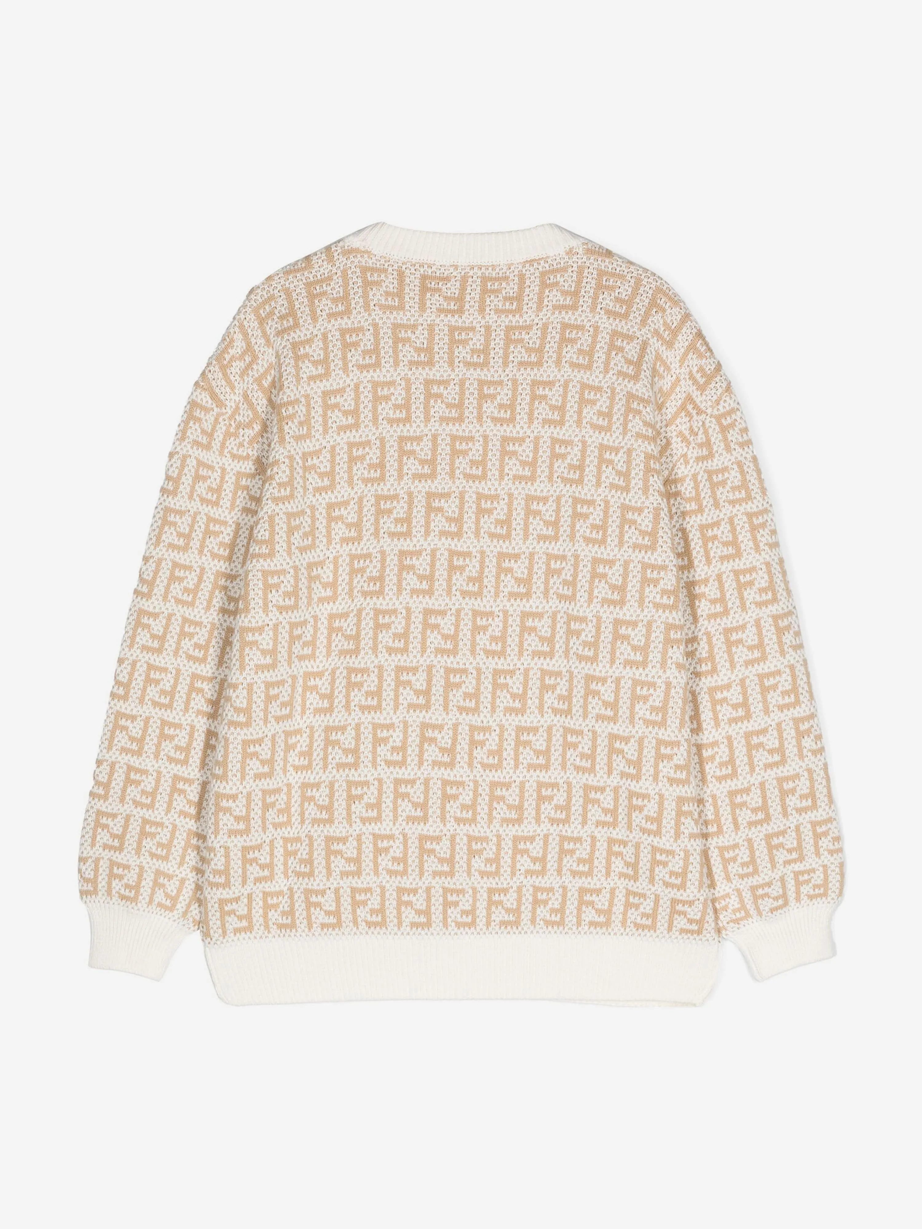 Fendi Kids FF Logo Jumper In Beige