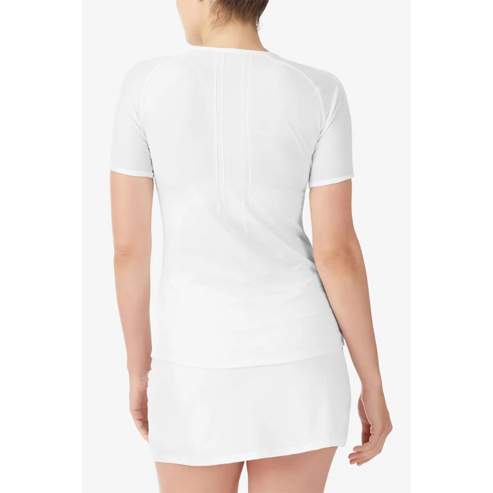 Fila White Line Short Sleeve Top (Women's) - White