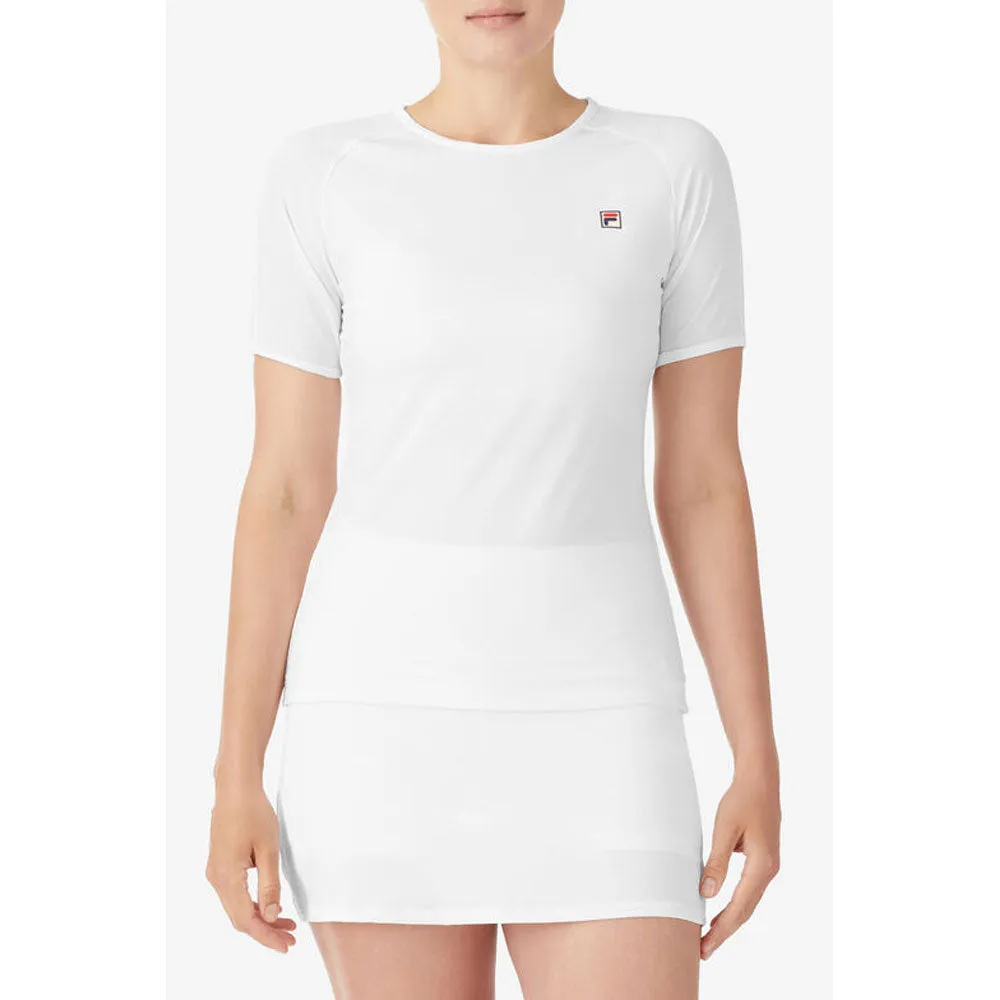 Fila White Line Short Sleeve Top (Women's) - White