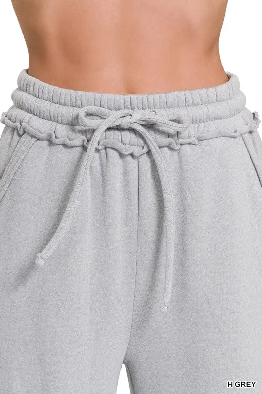 FLEECE EXPOSED SEAM WIDE LEG SWEATPANTS