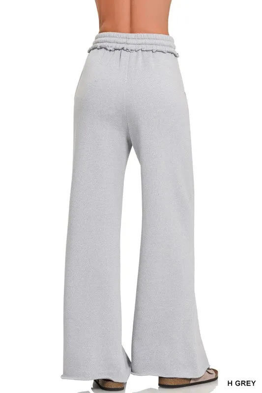 FLEECE EXPOSED SEAM WIDE LEG SWEATPANTS