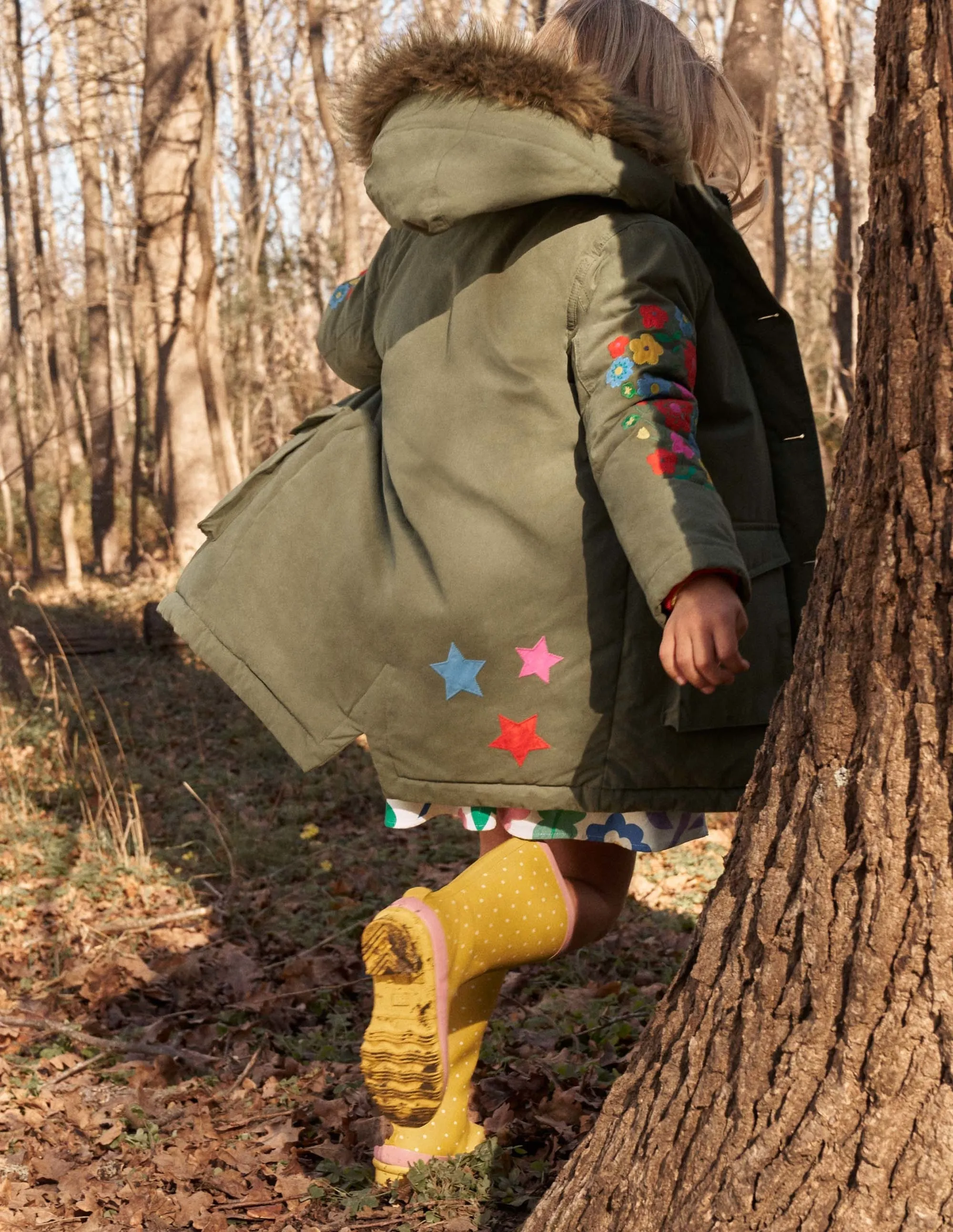 Floral Sleeve Longline Coat-Army Green Floral