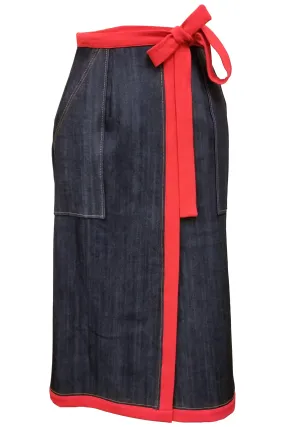 Flow by Tara Davis Patch Pocket Denim Wrap Pencil Skirt