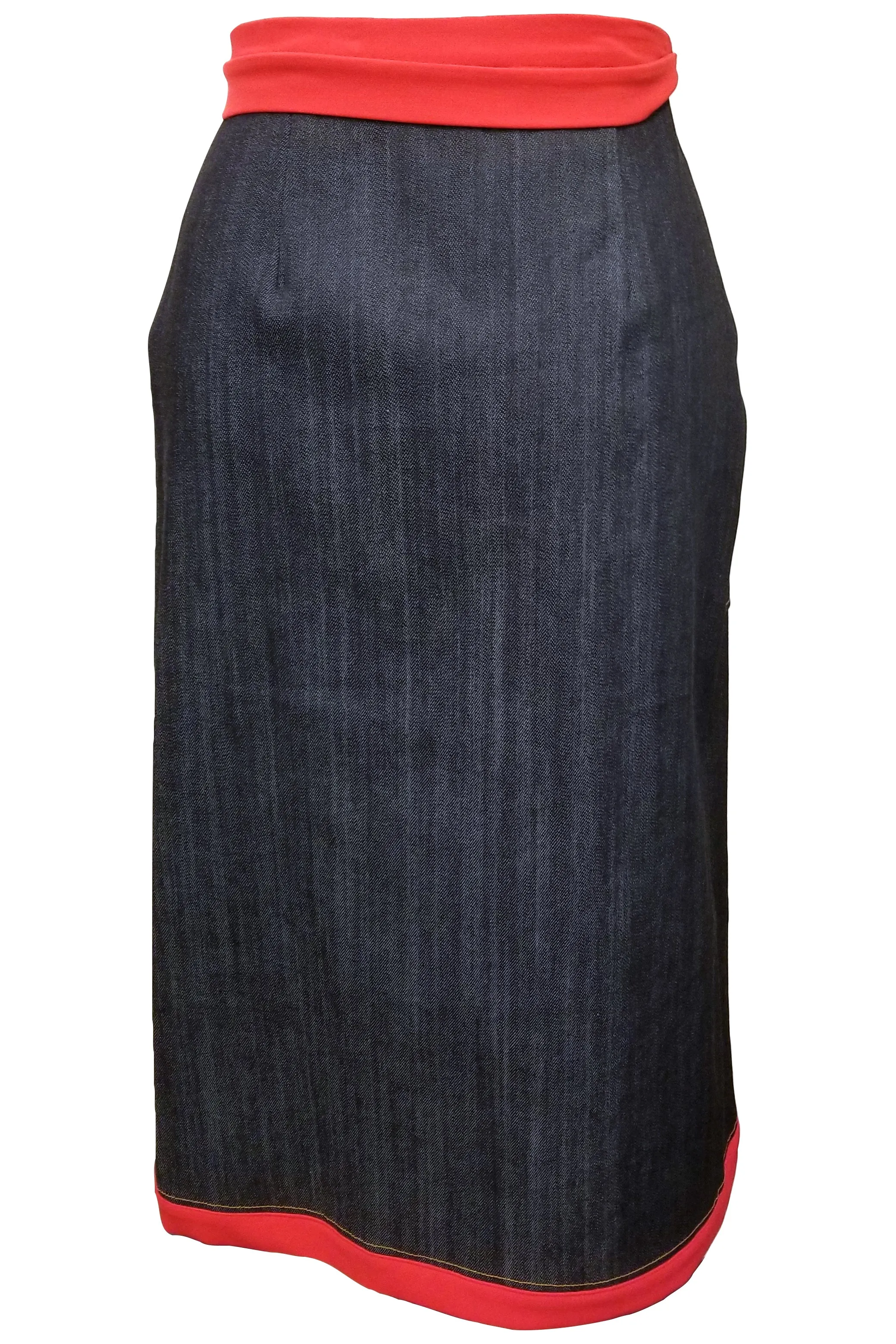 Flow by Tara Davis Patch Pocket Denim Wrap Pencil Skirt