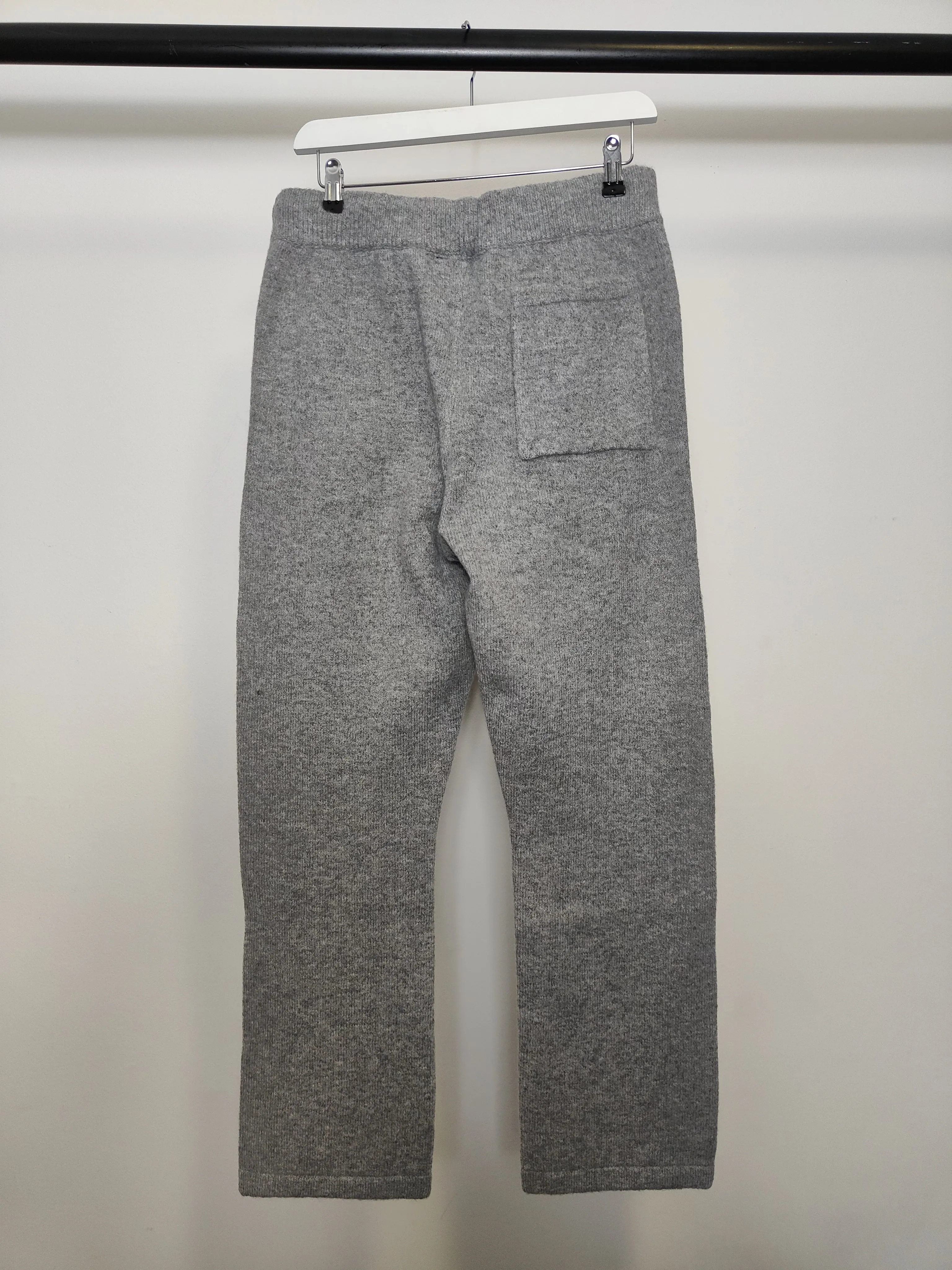 Fluffy Knit Emblem Crew Tracksuit Set Sweatshirt and Joggers