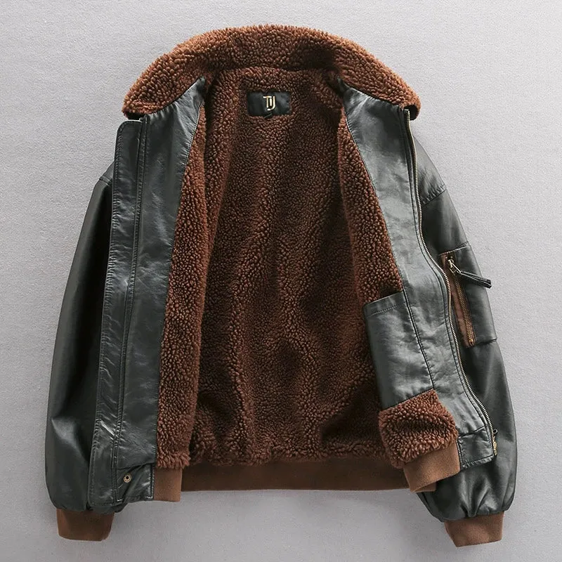 Fur Collar Leather Jacket