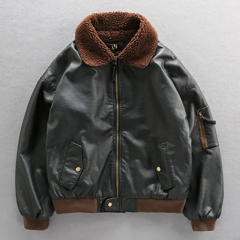 Fur Collar Leather Jacket