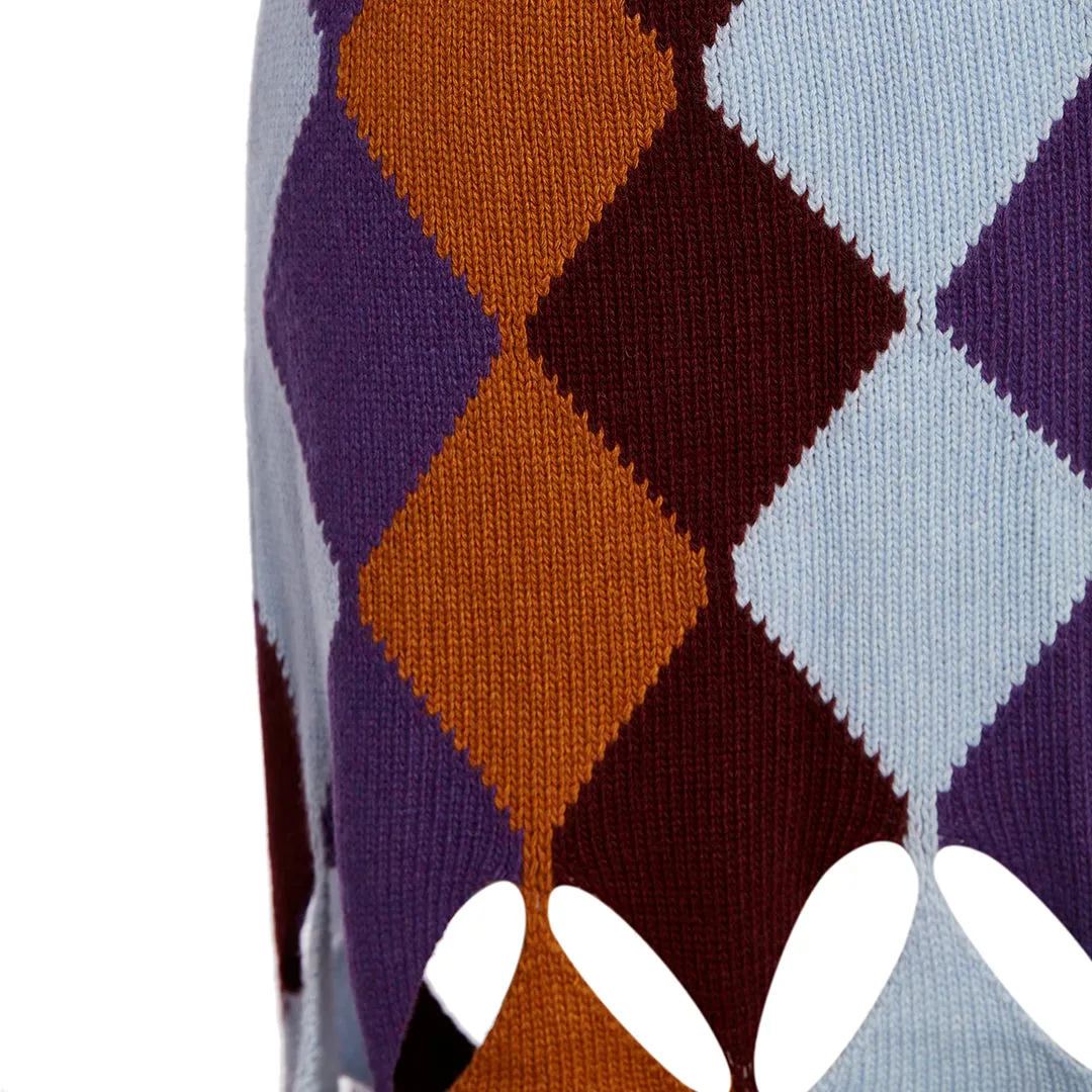 Ginger Wool & Cashmere Blue Colored Skirt with Diamond Jacquard