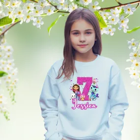 Girls Personalised Jumper - Gabby's Dollhouse Birthday Sweatshirt