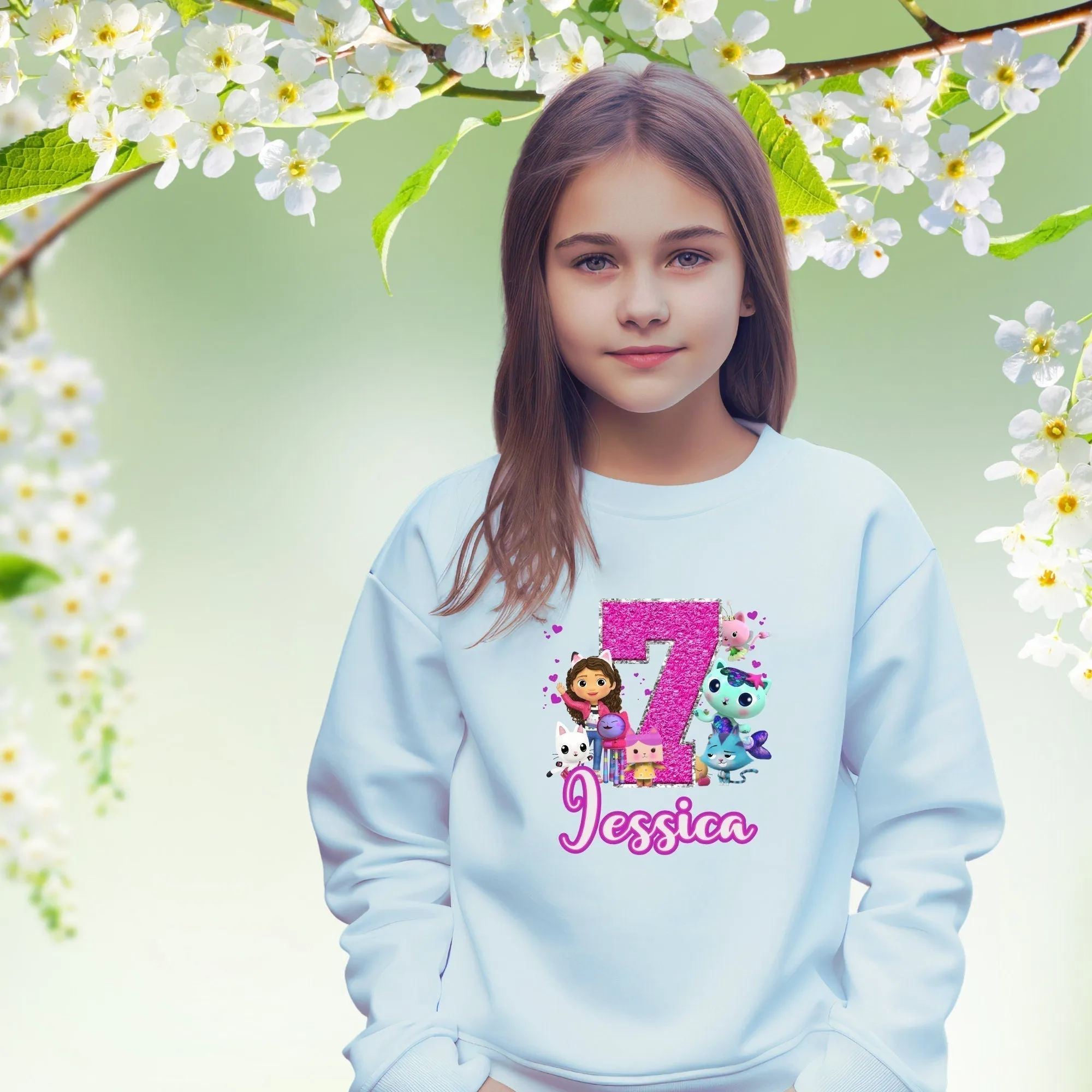 Girls Personalised Jumper - Gabby's Dollhouse Birthday Sweatshirt
