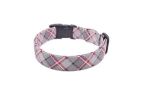 Gray & Red Plaid Dog Collar