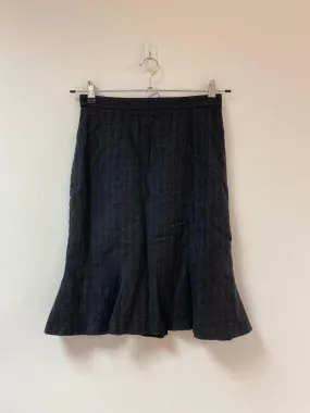 Grey pinstripe pencil skirt with ruffle, Whistles, Size 10