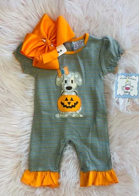Halloween Puppy Girl's Romper