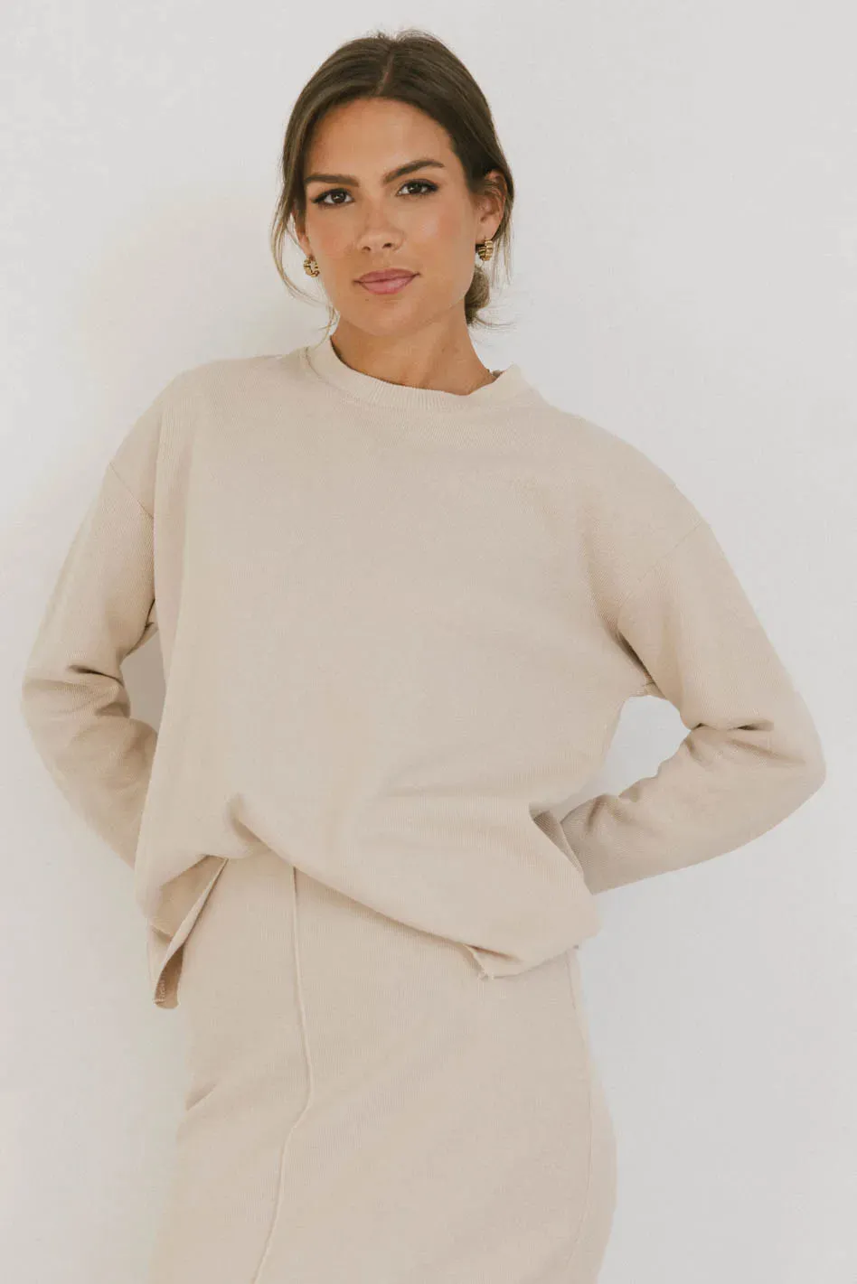 Harden Sweater Top in Taupe - FINAL SALE