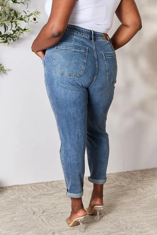 High Waist Drawstring Denim Pants