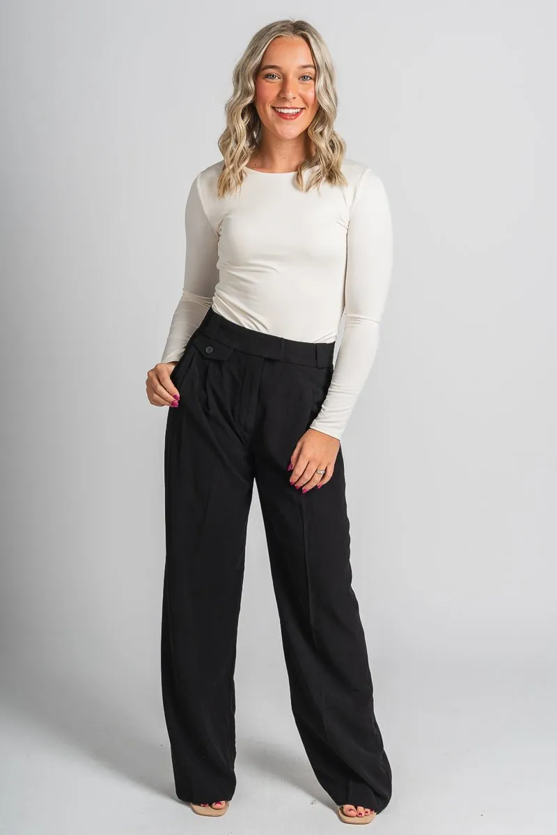 High waist pleated pants black