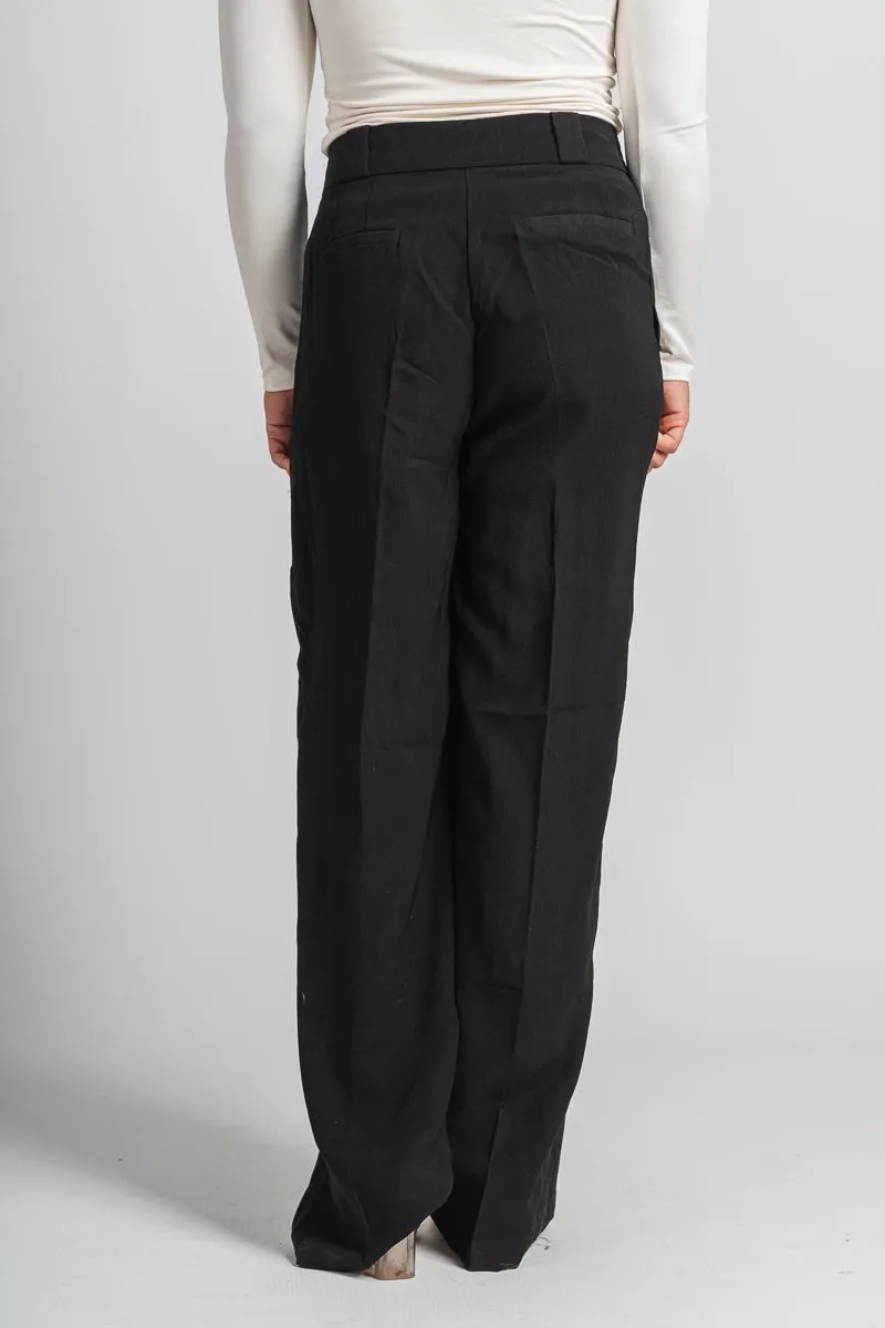 High waist pleated pants black