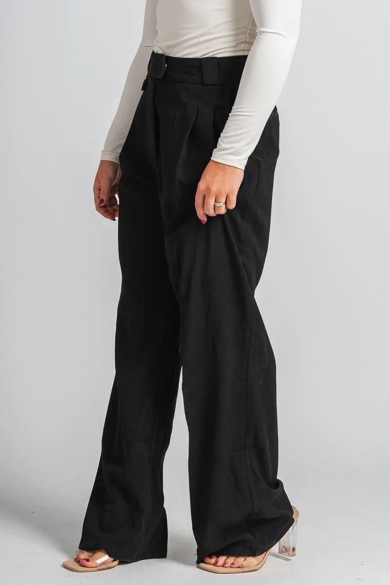 High waist pleated pants black